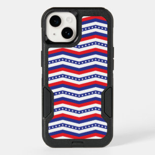 Red White and Blue Stars and Stripes Chevron OtterBox iPhone 14 Case