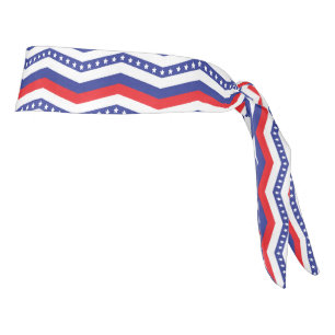 Red White and Blue Stars and Stripes Chevron Tie Headband