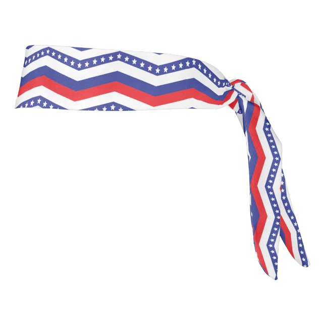 Red White and Blue Stars and Stripes Chevron Tie Headband (Rotate 90)