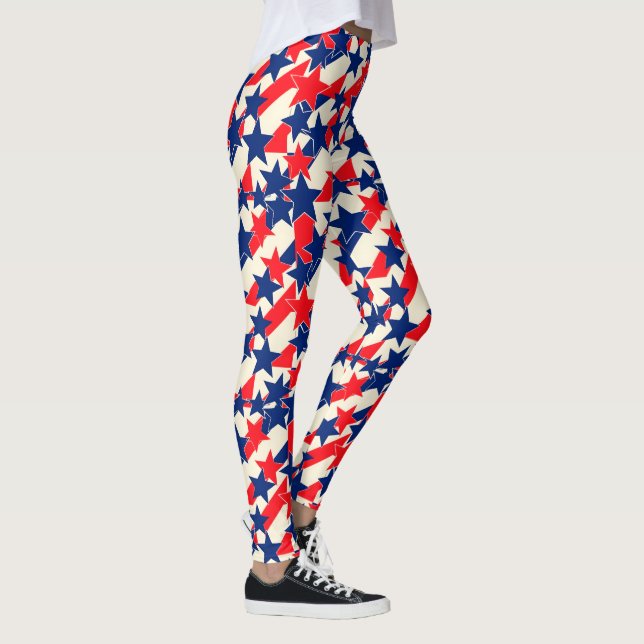Red, White, and Blue Stars and Stripes Leggings (Right)