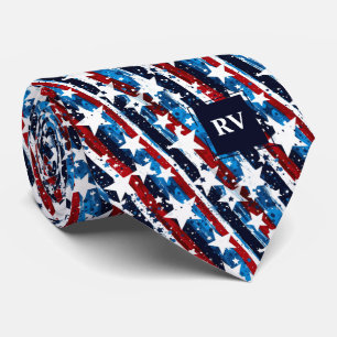 Red White and Blue Stars and Stripes Neck Tie
