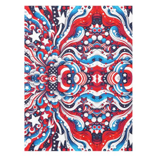 Red White and Blue Stars and Stripes Patriotic Tablecloth