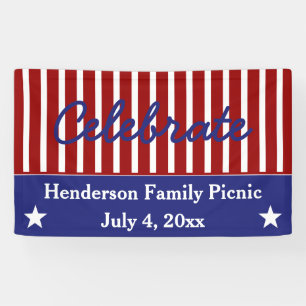 Red White and Blue Stars and Stripes Personalized Banner