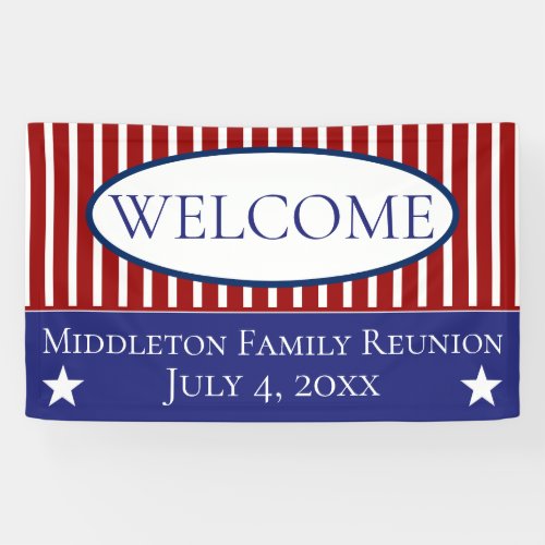 Red White and Blue Stars and Stripes Personalized Banner