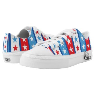 Red White and Blue Stars and Stripes Printed Shoes