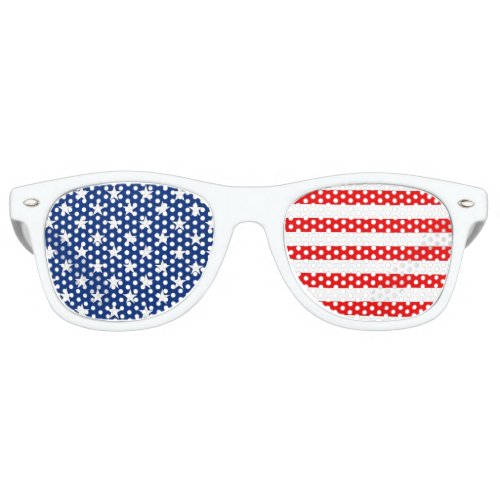 Red White and Blue Stars and Stripes Retro Sunglasses