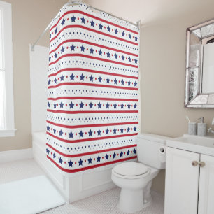 Red White and Blue Stars and Stripes  Shower Curta Curtain