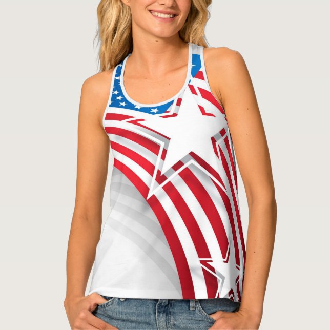 Red, White and Blue Stars and Stripes  Tank Top (Front)