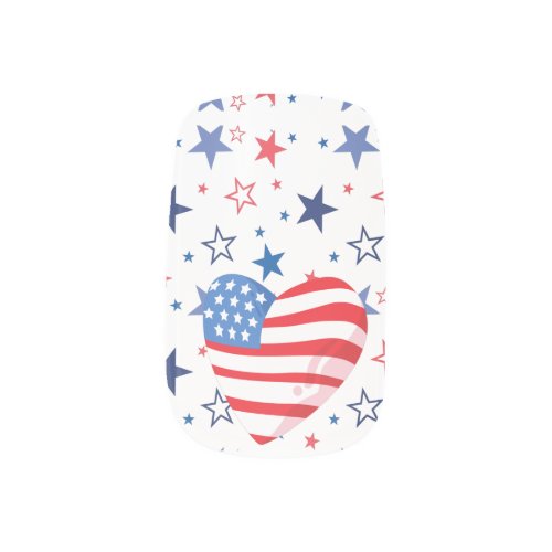 Red White and Blue Stars and Stripes United States Minx Nail Art