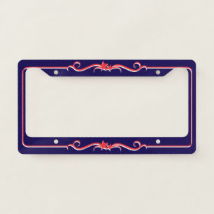 Red, White and Blue Stars and Swirls License Plate Frame