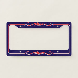 Red, White and Blue Stars and Swirls License Plate Frame