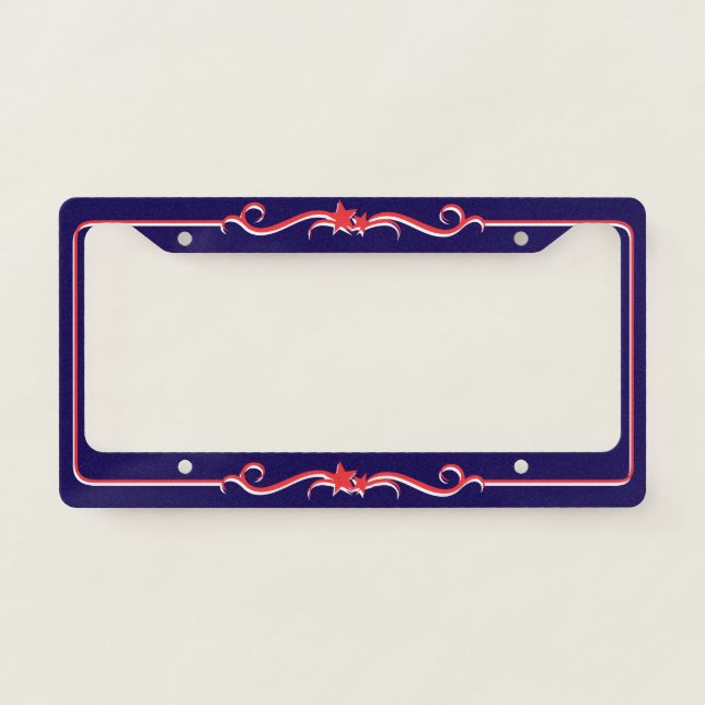Red, White and Blue Stars and Swirls License Plate Frame (Front)