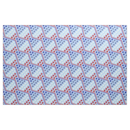 Red White and Blue Stars and Zigzag Stripe Chevron Fabric