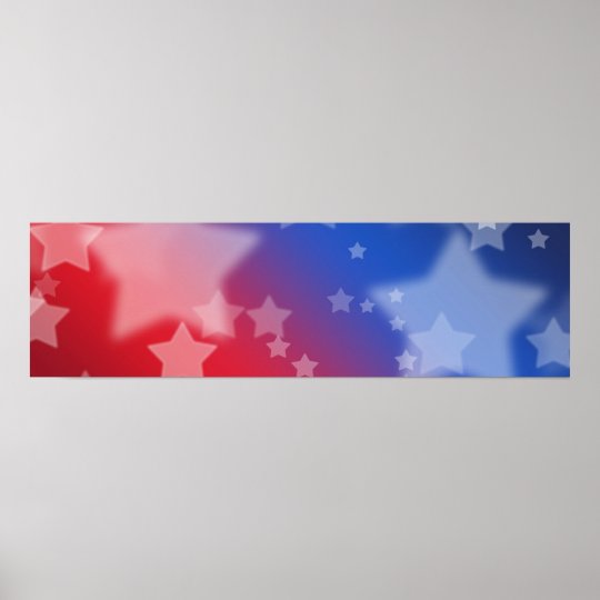 size stamps rubber Stars Zazzle White Banner Blue Red and Poster