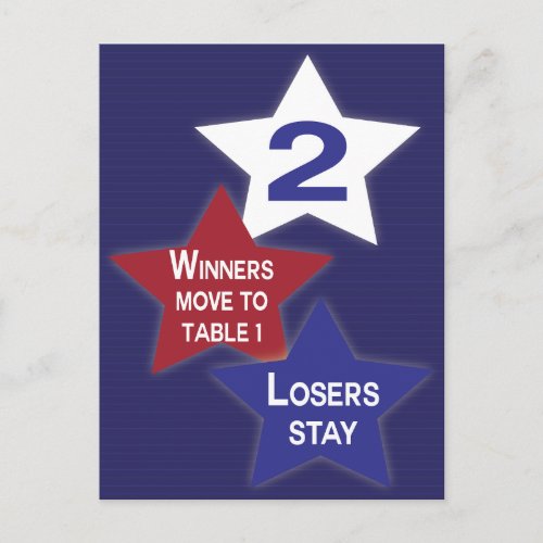 Red White and Blue Stars Bunco Table Card 2