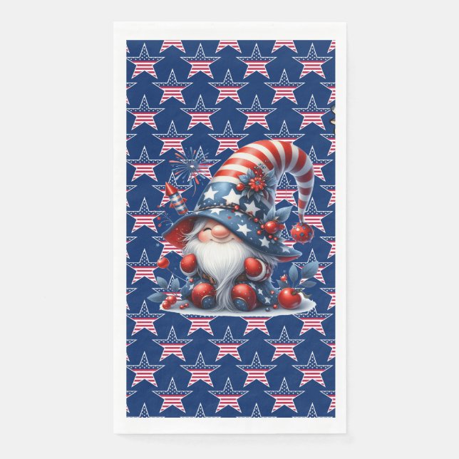 Red White And Blue Stars Paper Guest Towels (Front)