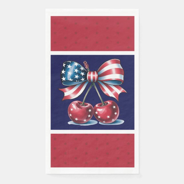 Red White And Blue Stars Paper Guest Towels (Front)