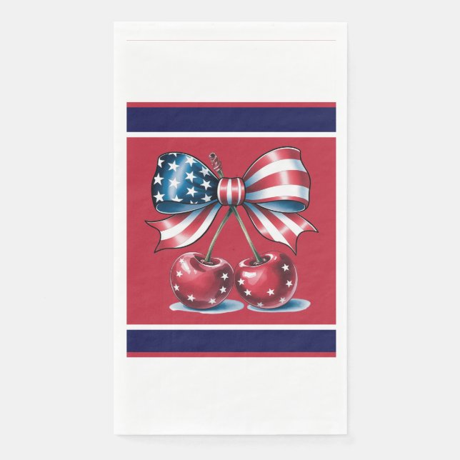 Red White And Blue Stars Paper Guest Towels (Front)