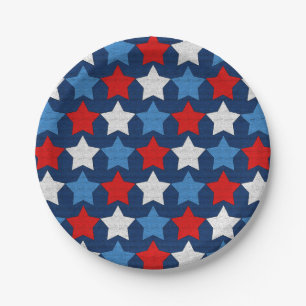 Red white and blue stars paper plates