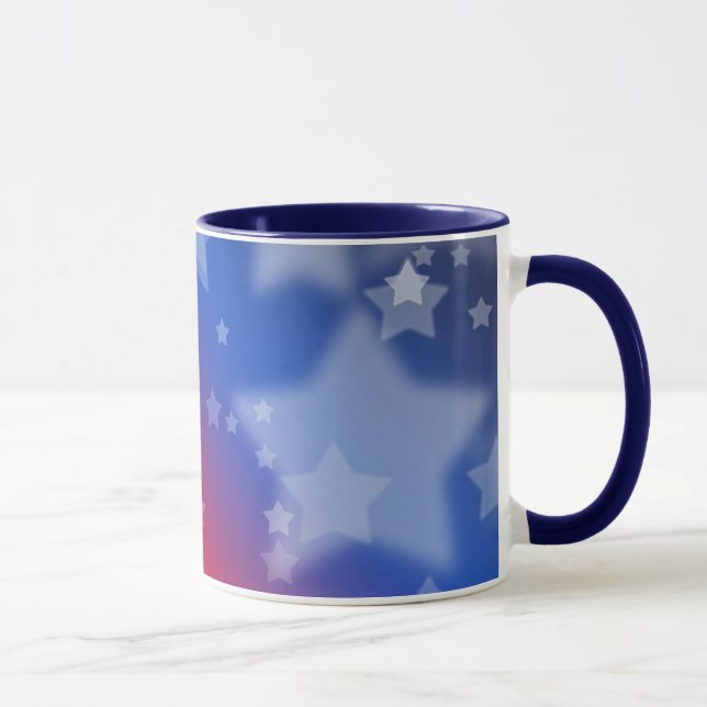 Red White and Blue Stars Patriotic Ceramic Mug (Right)