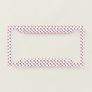 red, white and blue stars patriotic license plate frame