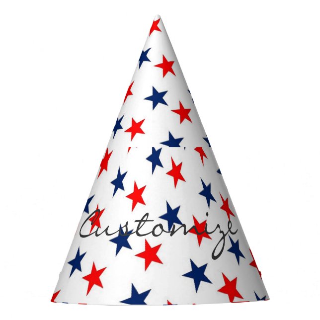 red, white and blue stars patriotic  party hat (Front)