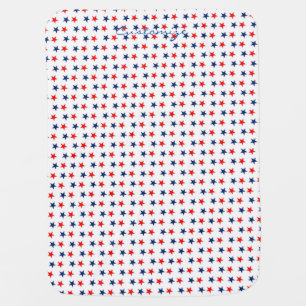 red, white and blue stars patriotic stroller blanket