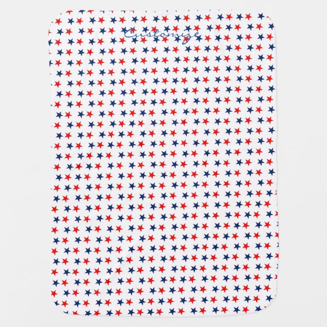 red, white and blue stars patriotic stroller blanket (Front)