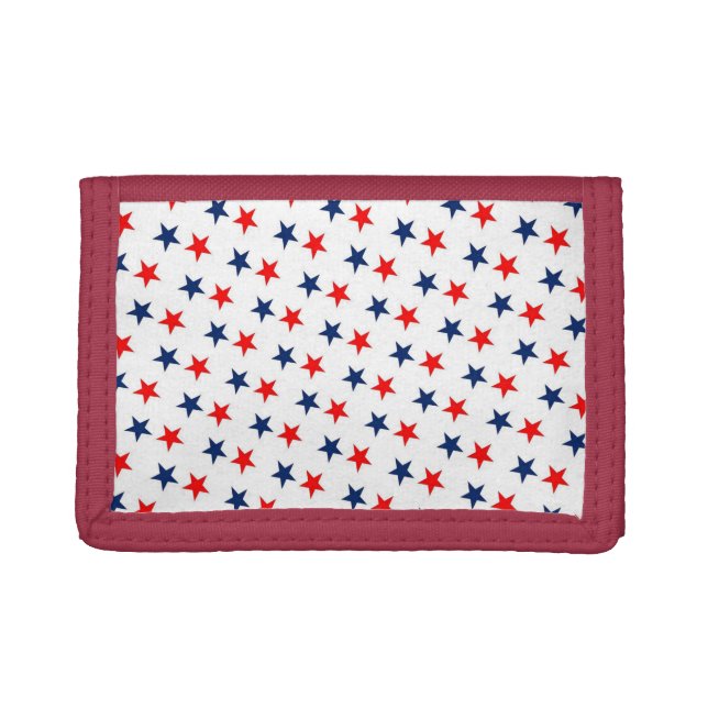 red, white and blue stars patriotic trifold wallet (Front)