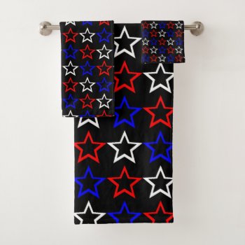 Red White And Blue Stars Pattern Bath Towel Set by PrincessTrixiel at Zazzle
