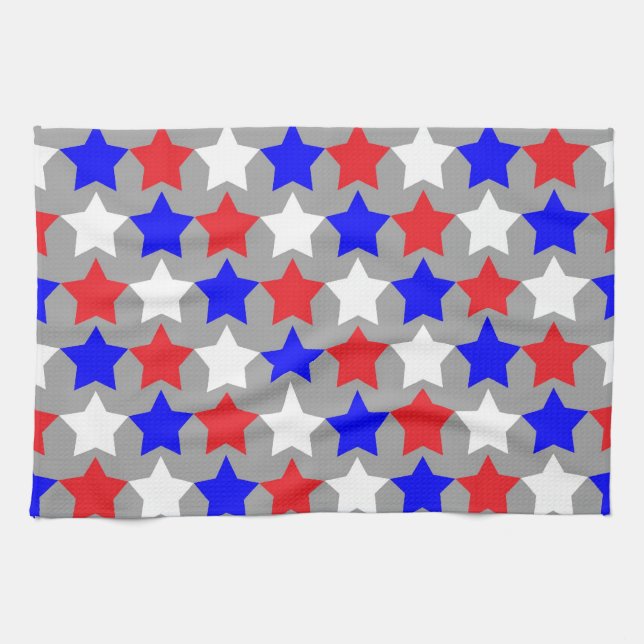 Red, white and blue stars pattern kitchen towel (Horizontal)