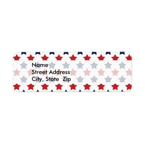 Red White and Blue Stars Pattern Label