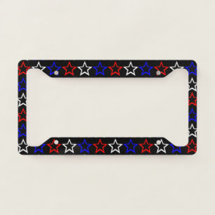 Red White and Blue Stars Pattern License Plate Frame