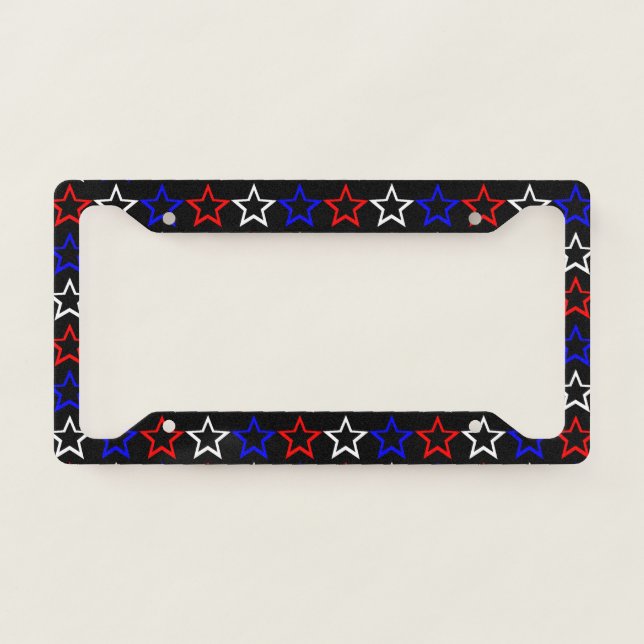 Red White and Blue Stars Pattern License Plate Frame (Front)