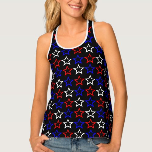 Red White and Blue Stars Pattern Tank Top