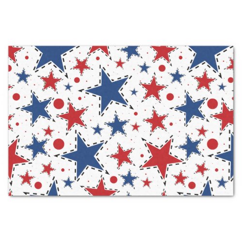 Red White and Blue Stars Print Pattern Tissue Paper