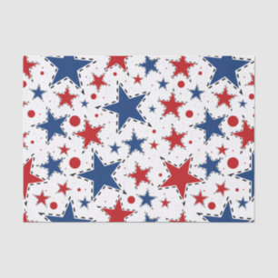 Red, White and Blue Stars Print Pattern Tissue Paper