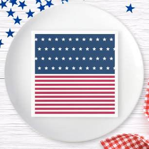 Red White and Blue Stars Stripes 4th of July Party Napkins