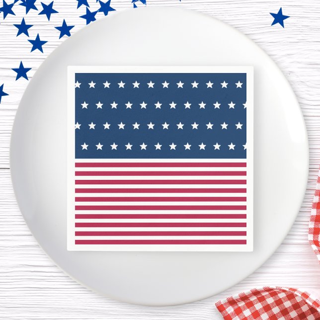 Red White and Blue Stars Stripes 4th of July Party Napkins (Red White and Blue Stars Stripes 4th of July Party Napkins)