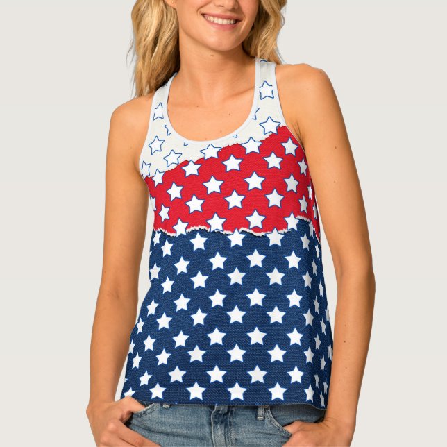 Red, White and Blue Stars Tank Top (Front)