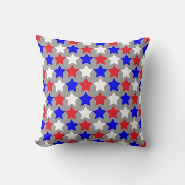 Red white and blue stars throw pillow (Front)