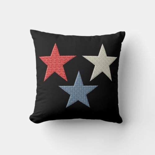 Red White and Blue Stars Throw Pillow