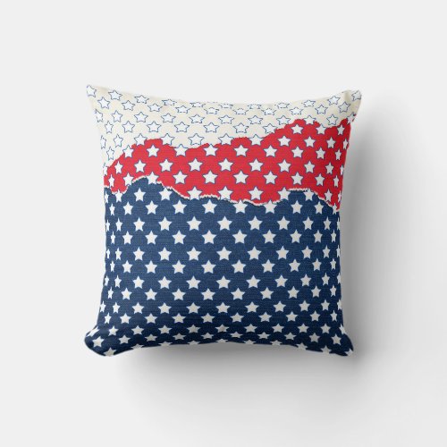 Red White and Blue Stars USA United States Throw Pillow