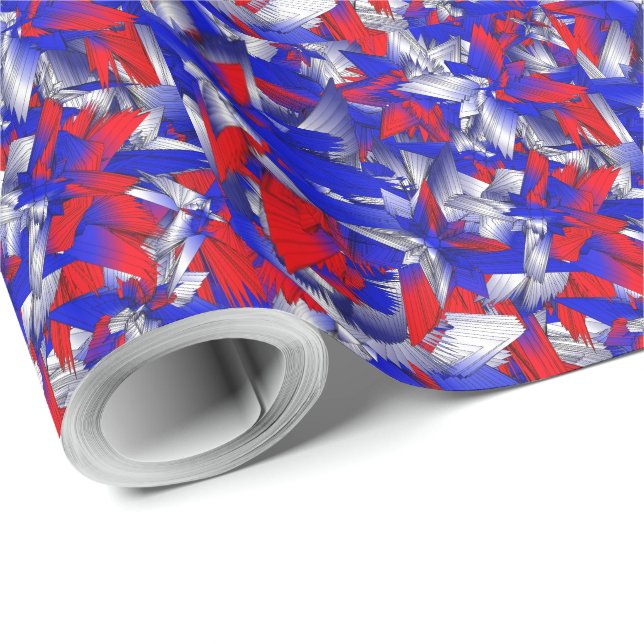 Red White and Blue Stars Wrapping Paper (Roll Corner)