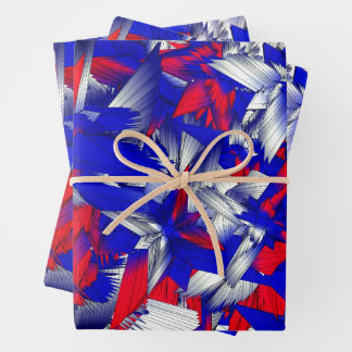 Red White and Blue Stars Wrapping Paper Sheets