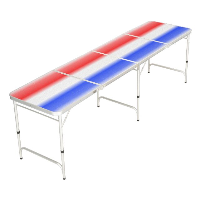 Red White and Blue Stripe Beer Pong Table (Angled)