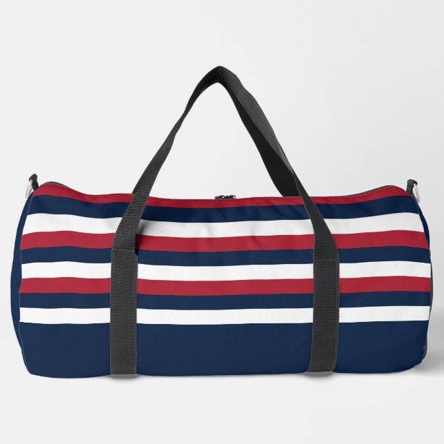 Red, White and Blue Stripe Duffel Bag (Front)