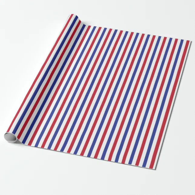 Red White and Blue Stripe Pattern Patriotic Wrapping Paper | Zazzle