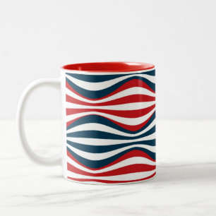 red white and blue stripe pattern   Two-Tone coffee mug