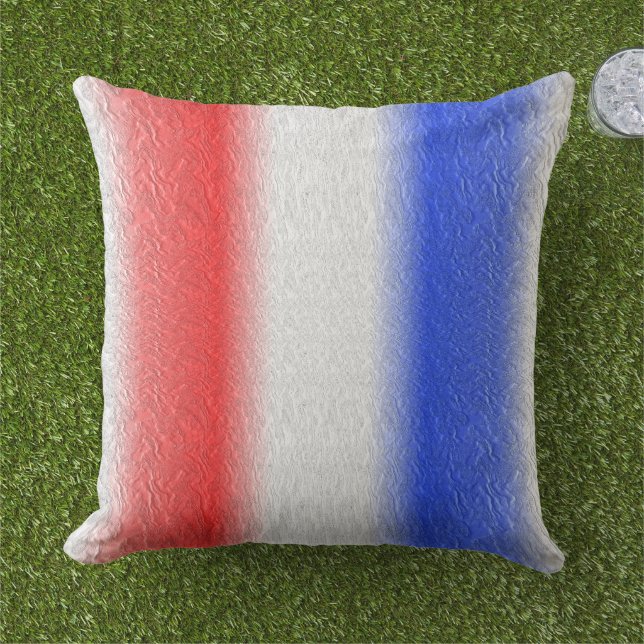 Red White and Blue Stripe Throw Pillow (Grass)